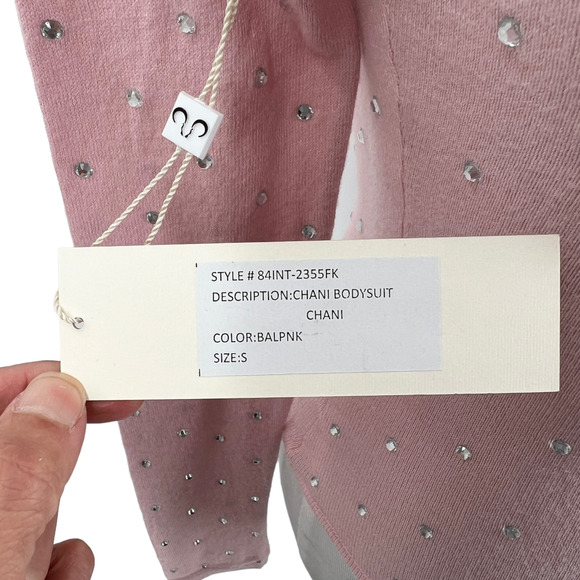 Ronny Kobo Womens Chani Bodysuit Ballet Pink Rhinestone Size Small - Picture 8 of 12